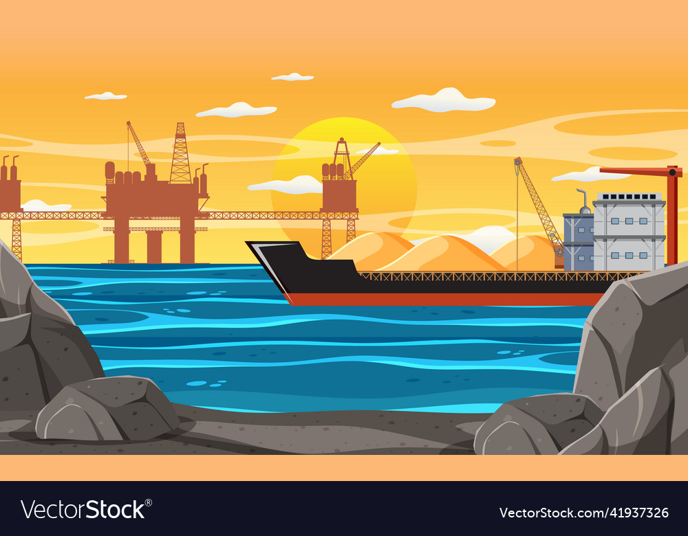 Petroleum industry concept with offshore oil