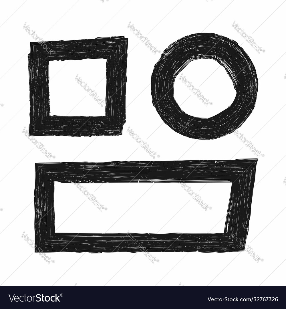 Set grunge frames round square rectangular vector image Set grunge frames round square rectangular