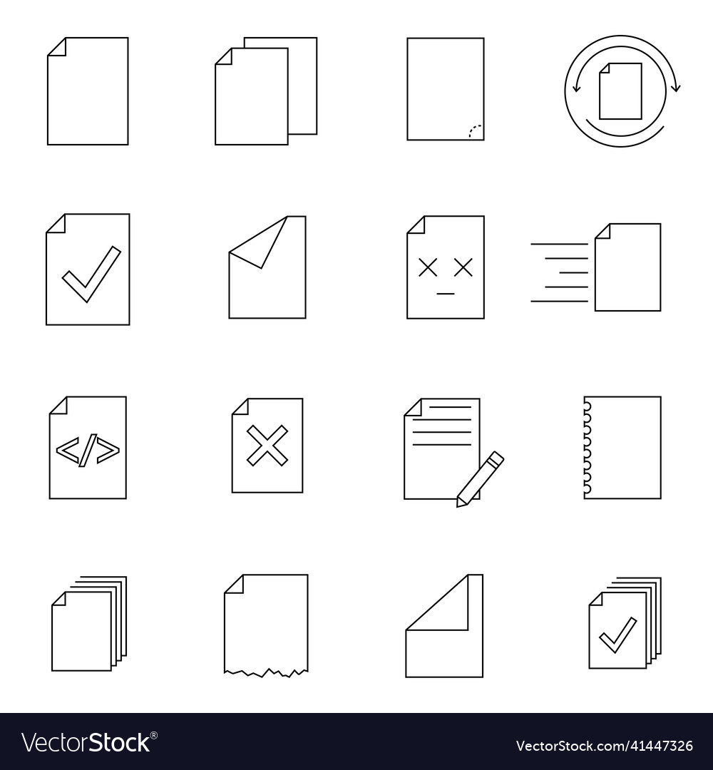 Set of outline file management icons document vector image Set of outline file management icons document