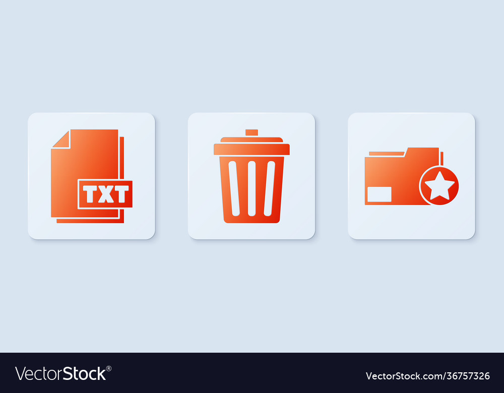Set trash can txt file document vector image Set trash can txt file document