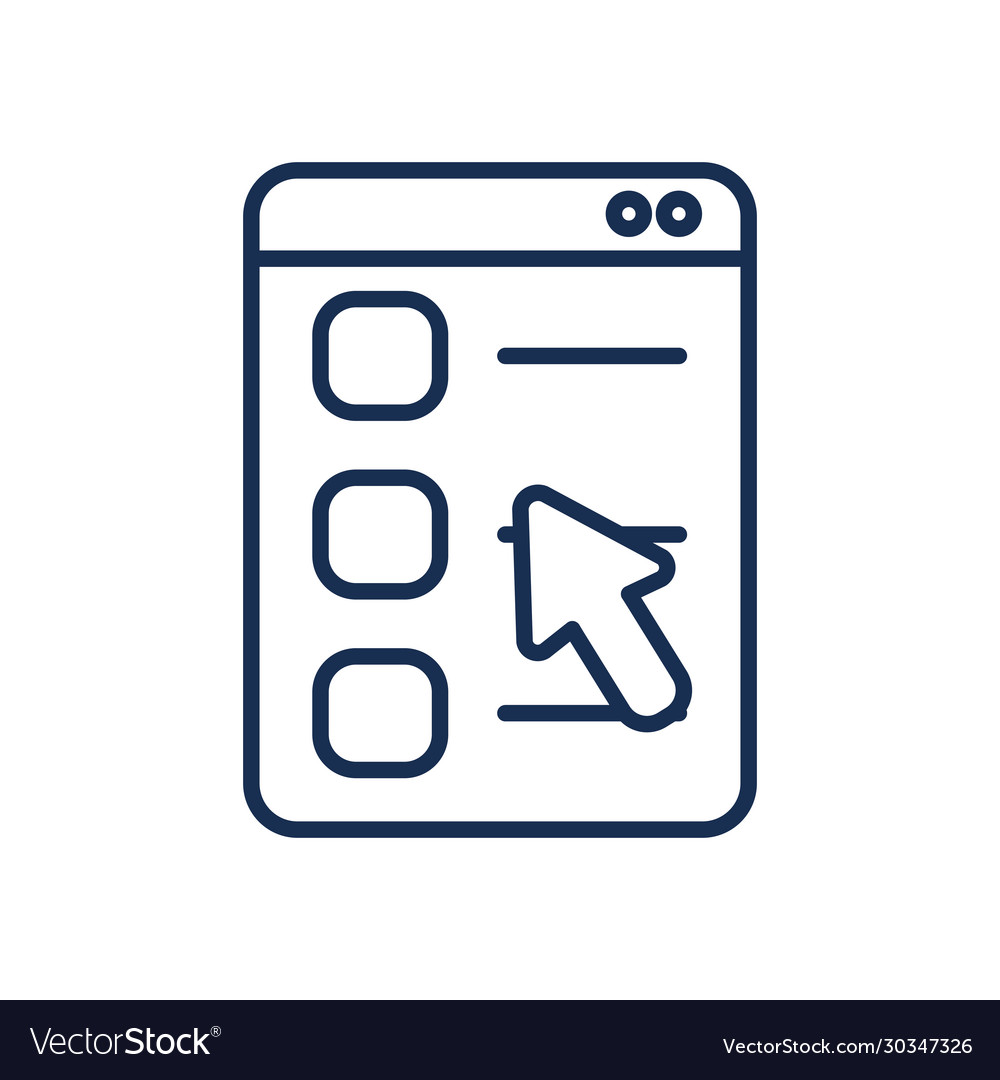 Web page with cursor icon line style