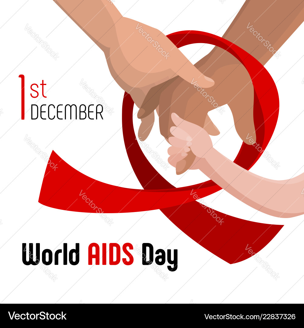 World aids day concept background cartoon style Vector Image