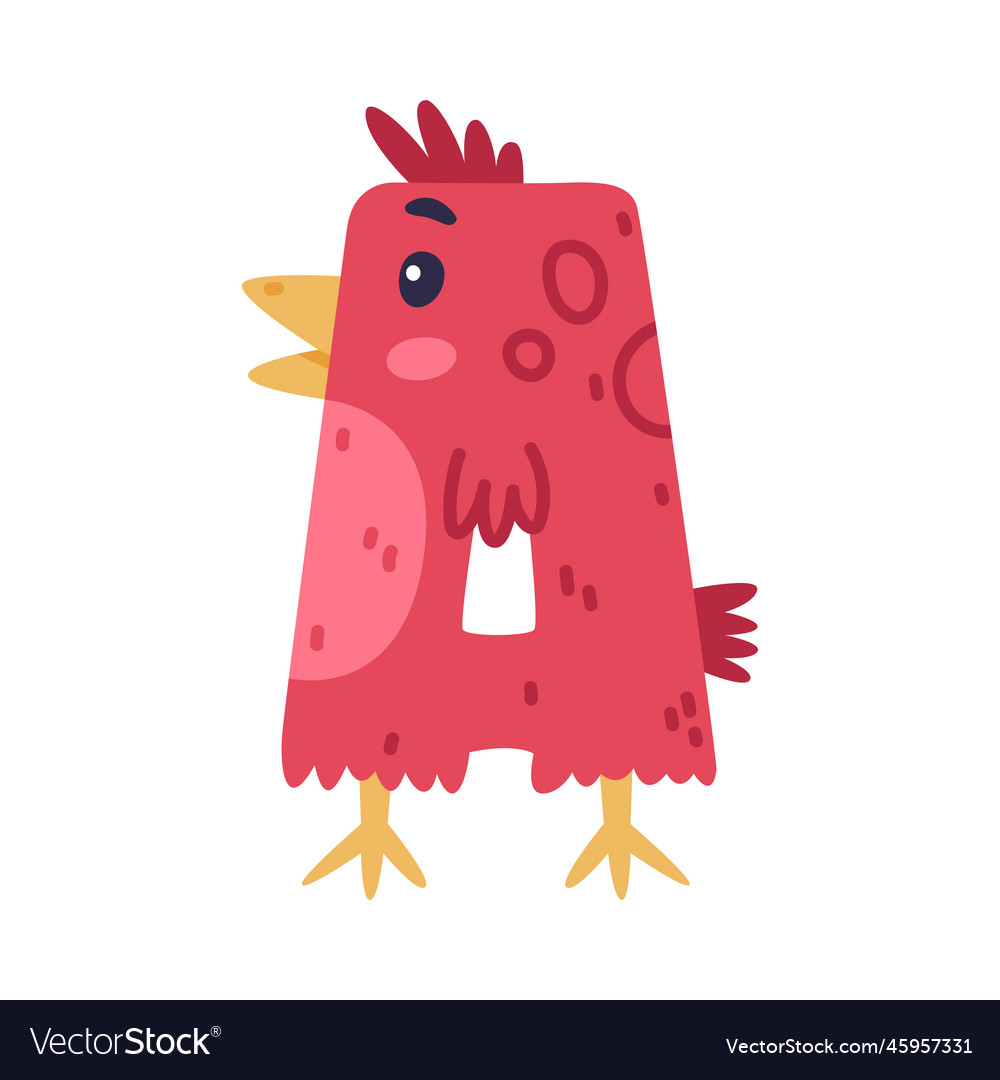 Bird alphabet a capital letter red vowel letter Vector Image