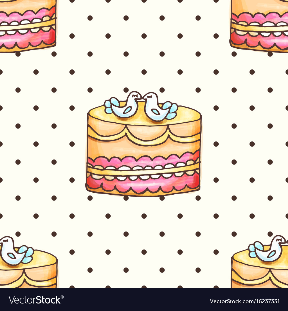 Cake with polka dotsseamless pattern