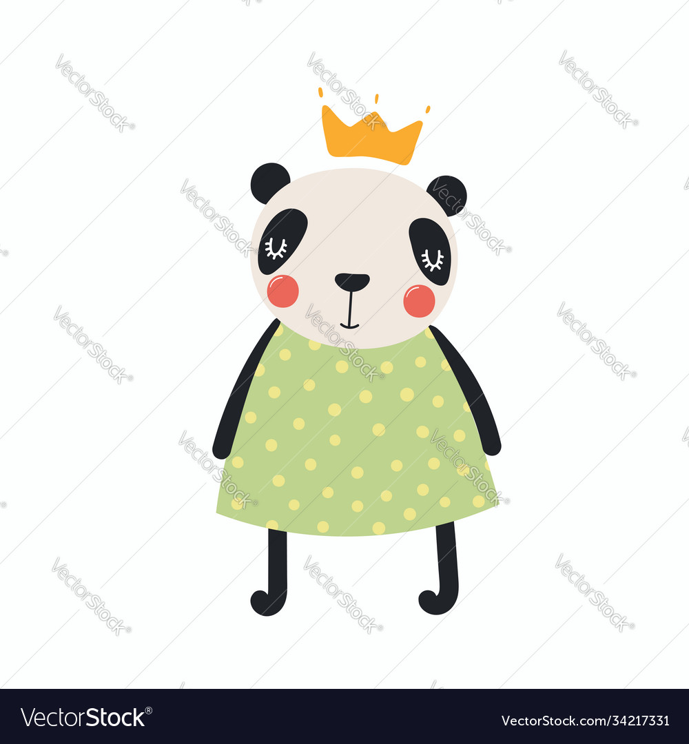 Cute Panda Princess Royalty Free Vector Image Vectorstock