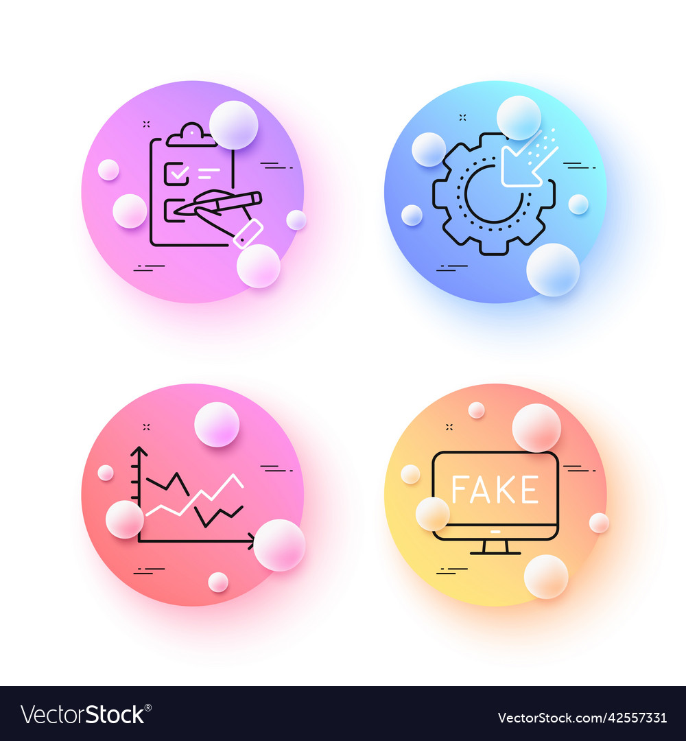 Diagram chart fake news and seo gear minimal line Vector Image