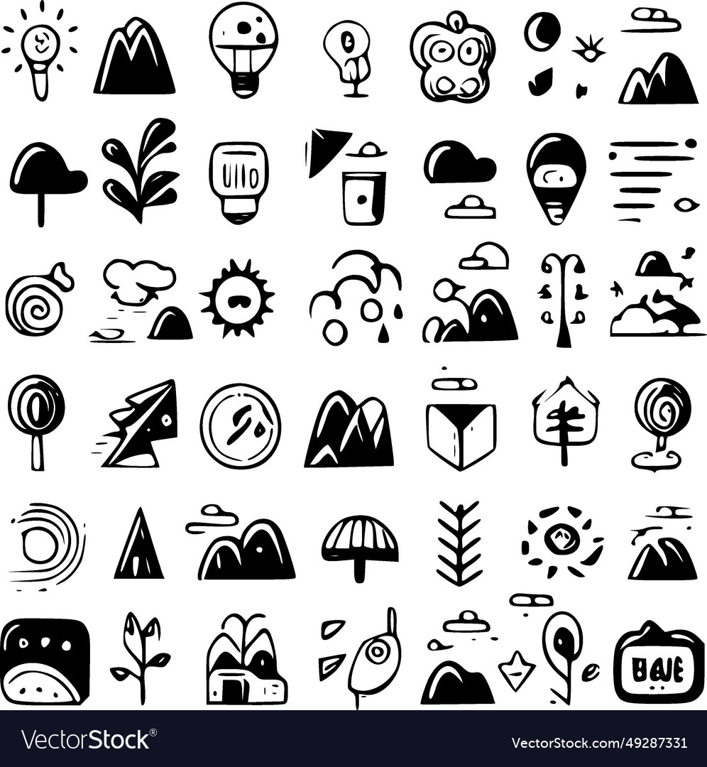 Doodles - black and white isolated icon