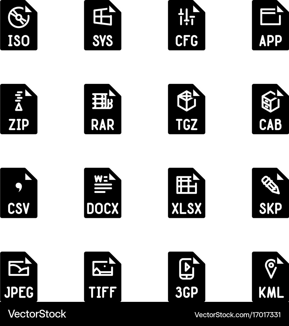 File type icons - miscellaneous Royalty Free Vector Image