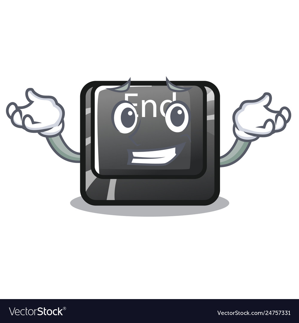 Grinning button end in shape character vector image Grinning button end in shape character
