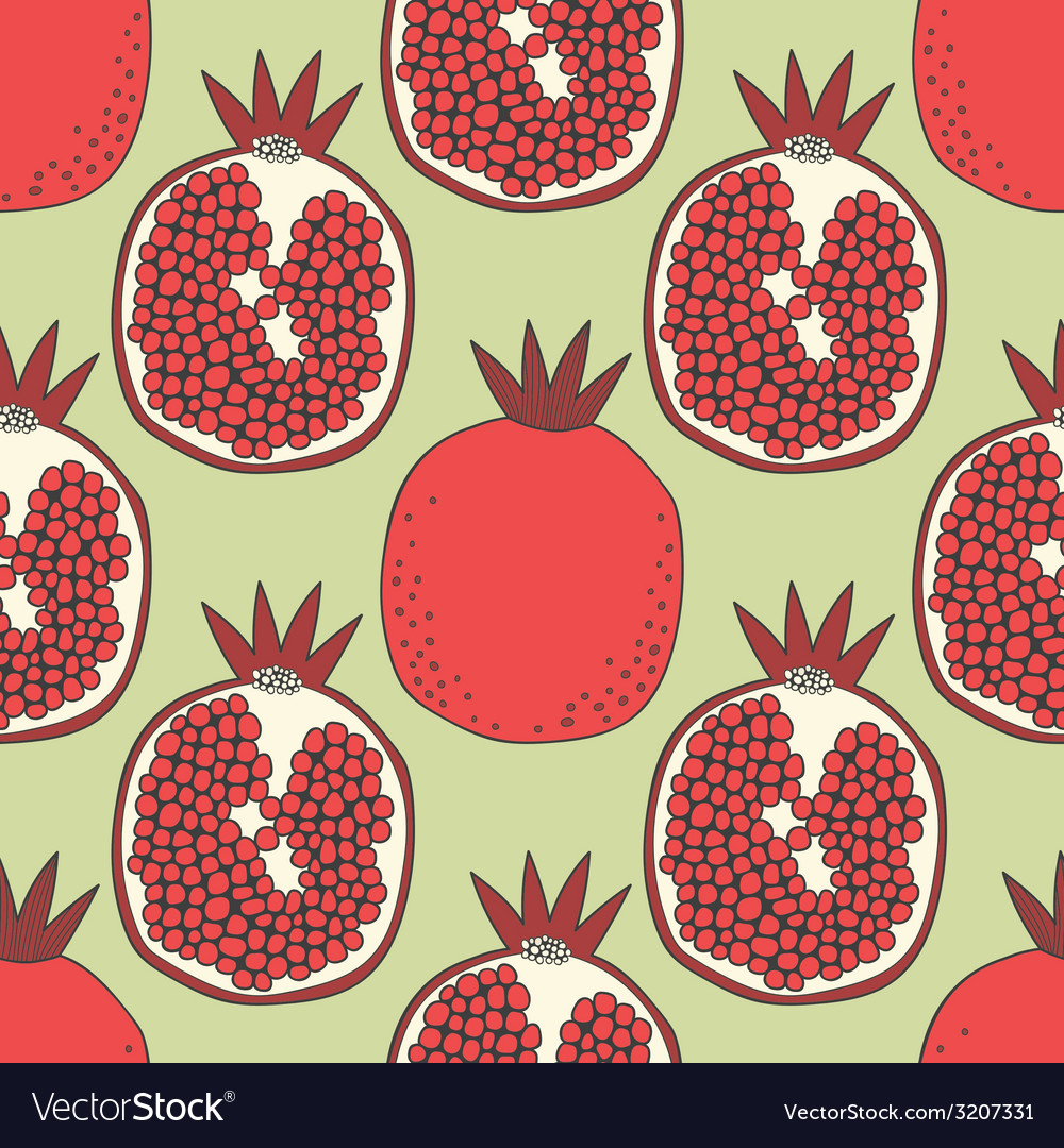 Seamless fruit pattern of pomegranates