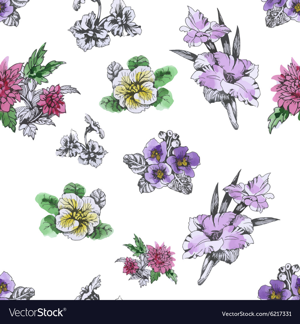 Seamless pattern with beautiful flowers