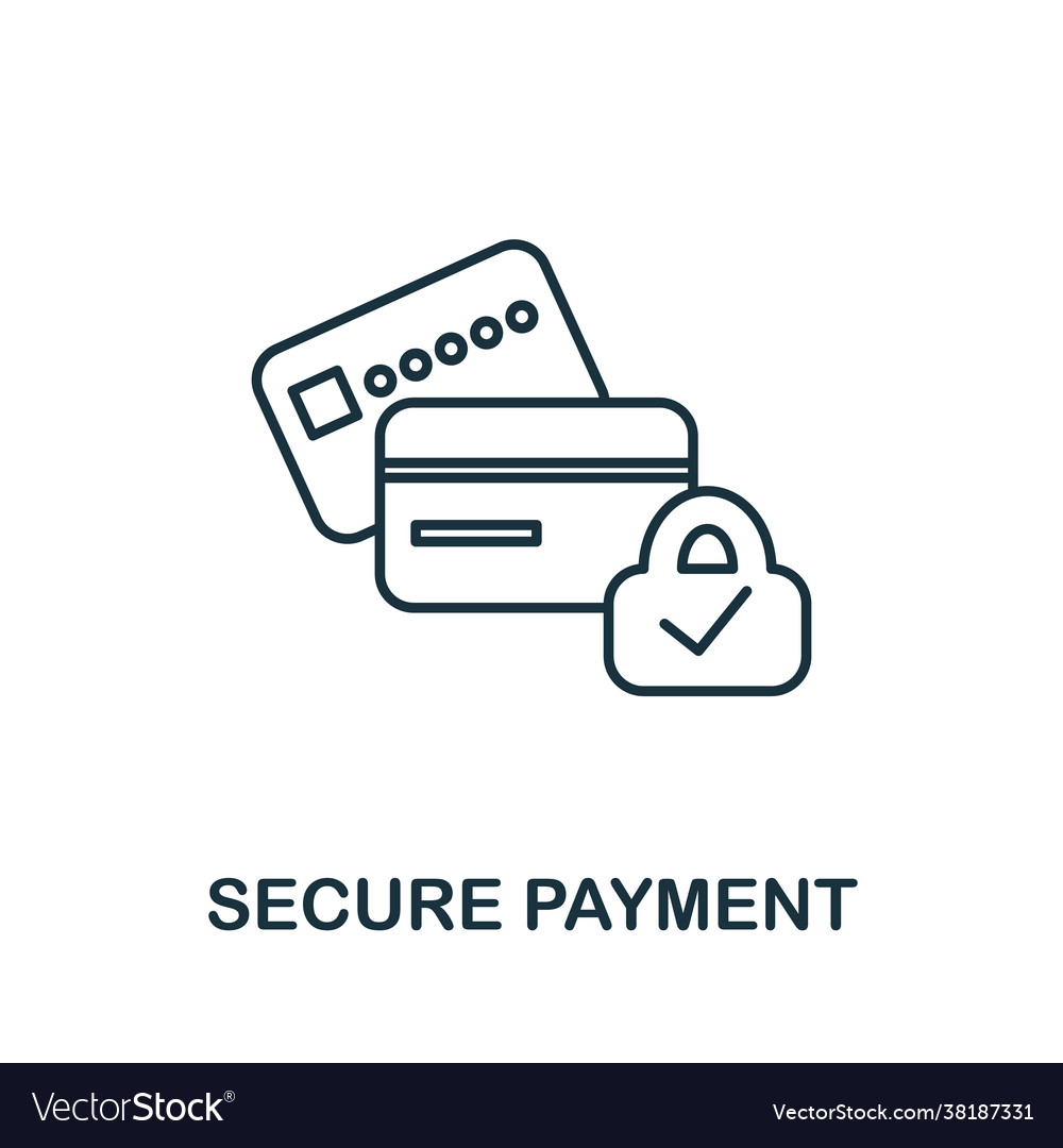 Secure payment line icon simple outline from vector image Secure payment line icon simple outline from