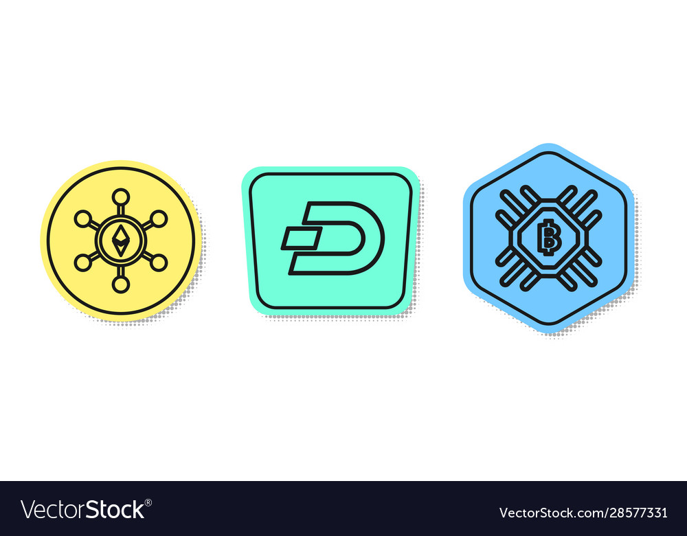 Set line blockchain technology ethereum eth vector image Set line blockchain technology ethereum eth