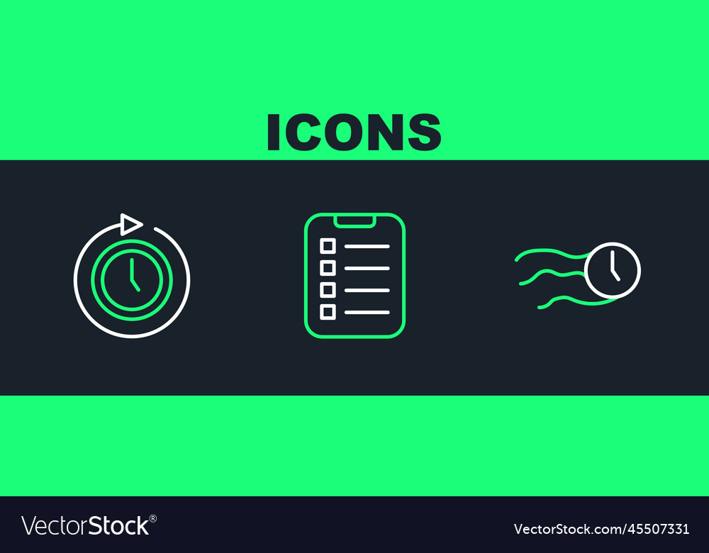 Set line time flies on the clock with arrow vector image Set line time flies on the clock with arrow