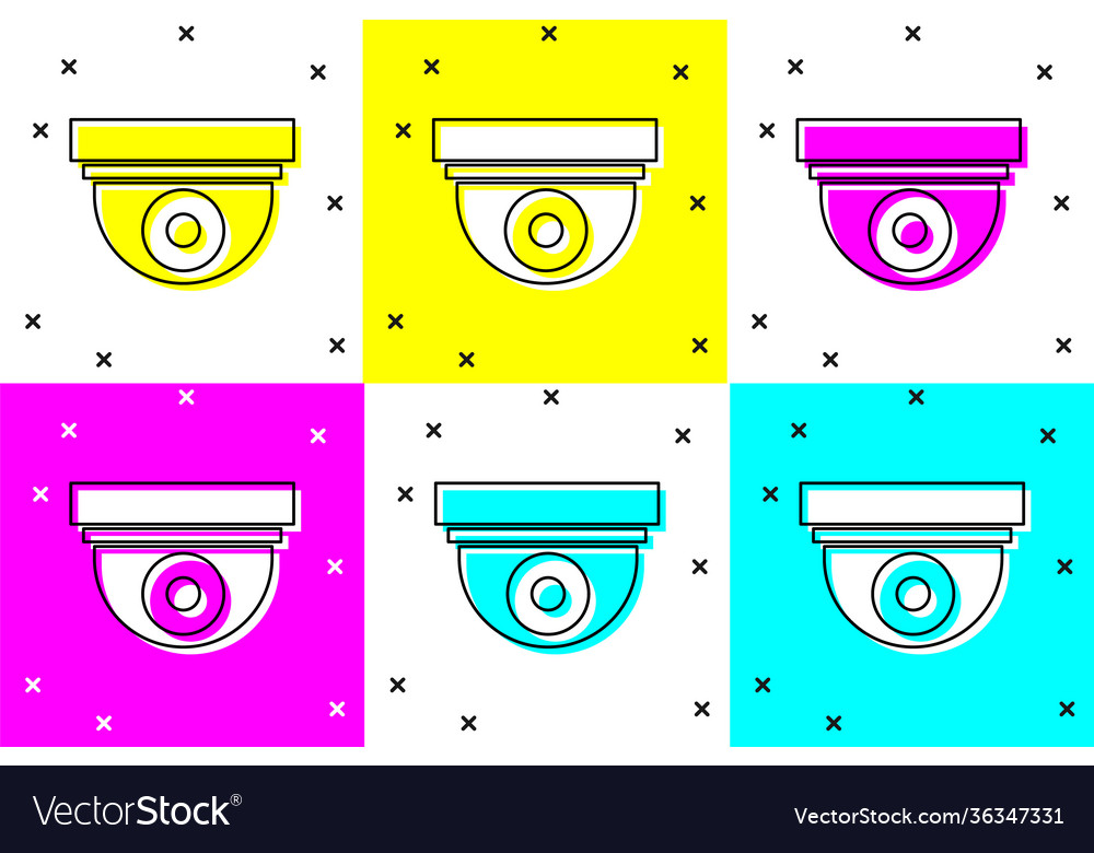 Set security camera icon isolated on color vector image Set security camera icon isolated on color