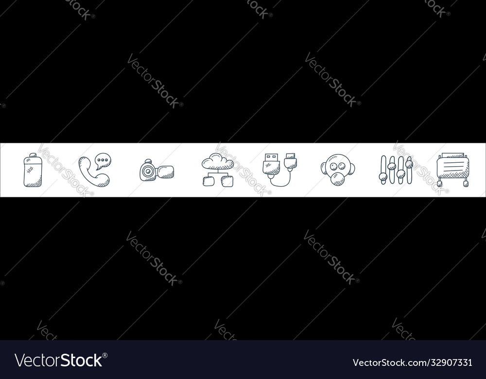 Technology line icons linear set quality vector image Technology line icons linear set quality
