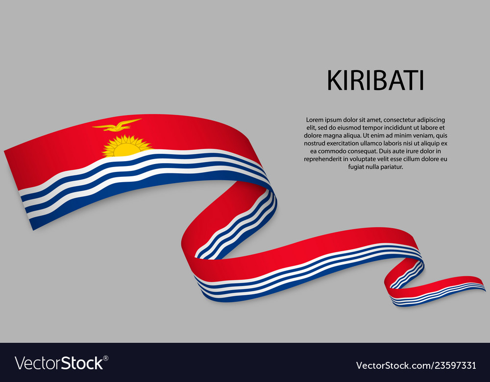 Waving ribbon or banner with flag