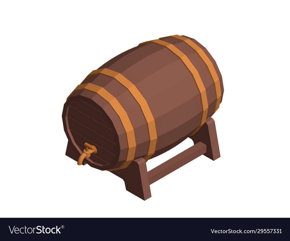 Wooden barrel with tap isolated on white