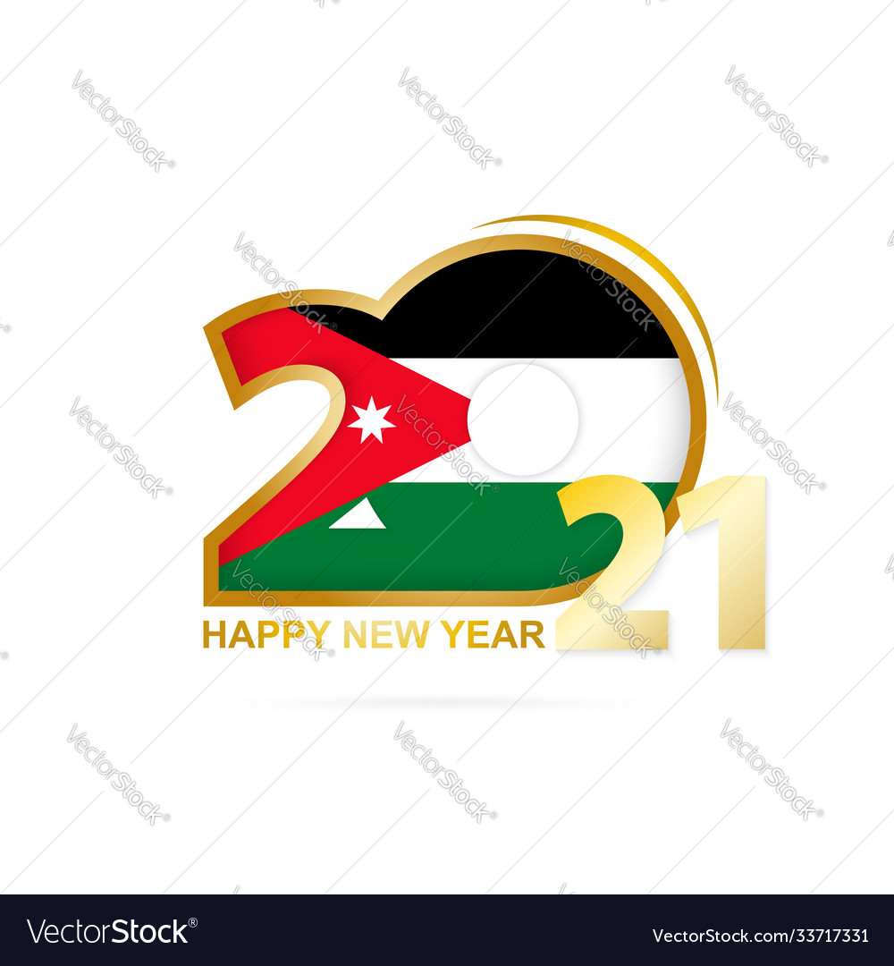 Year 2021 with jordan flag pattern happy new