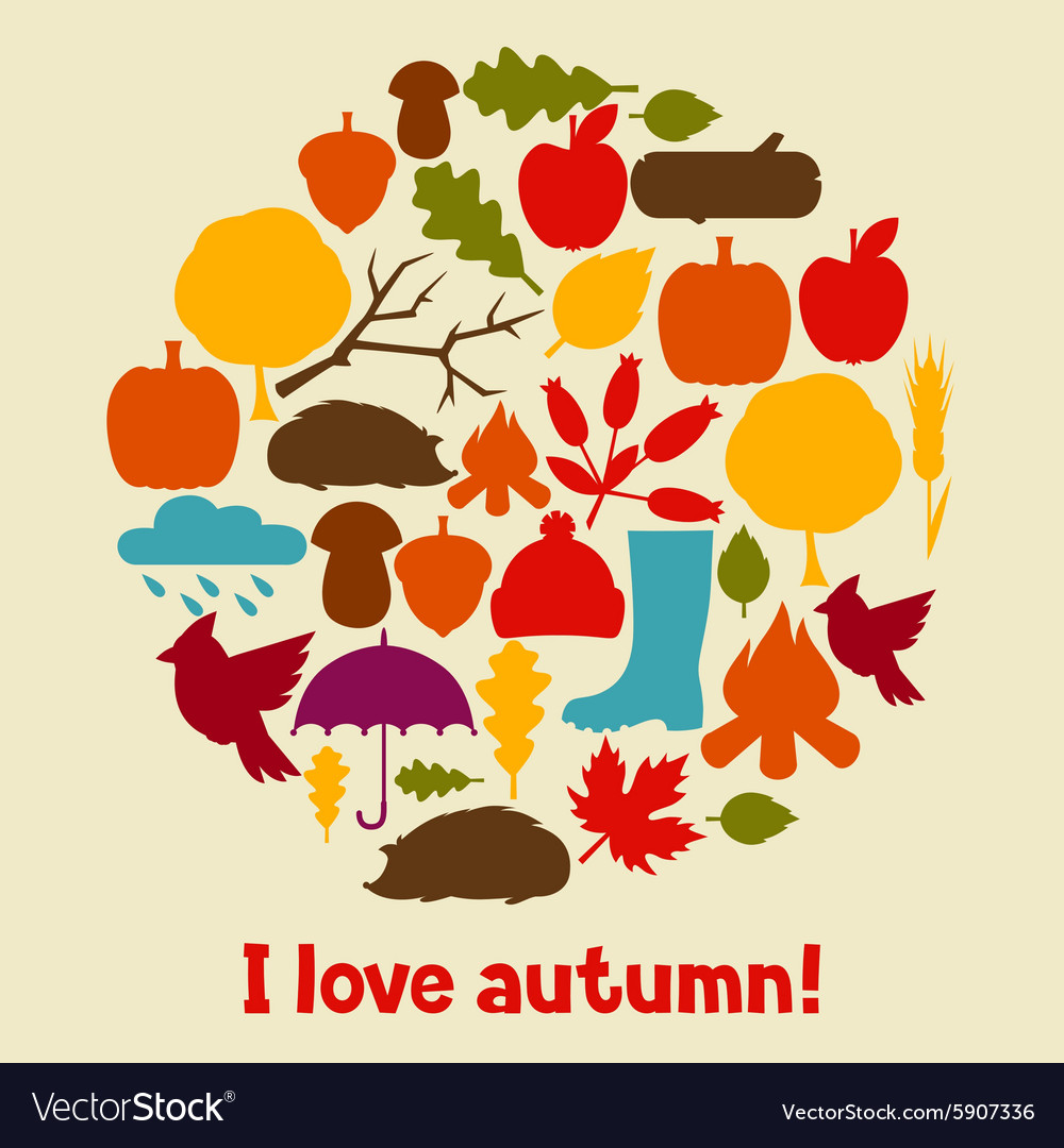 Hintergrunddesign mit Herbst-Icons und Objekten