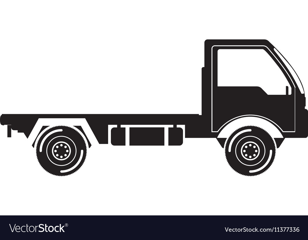 Black silhouette truck transport with wheels Vector Image