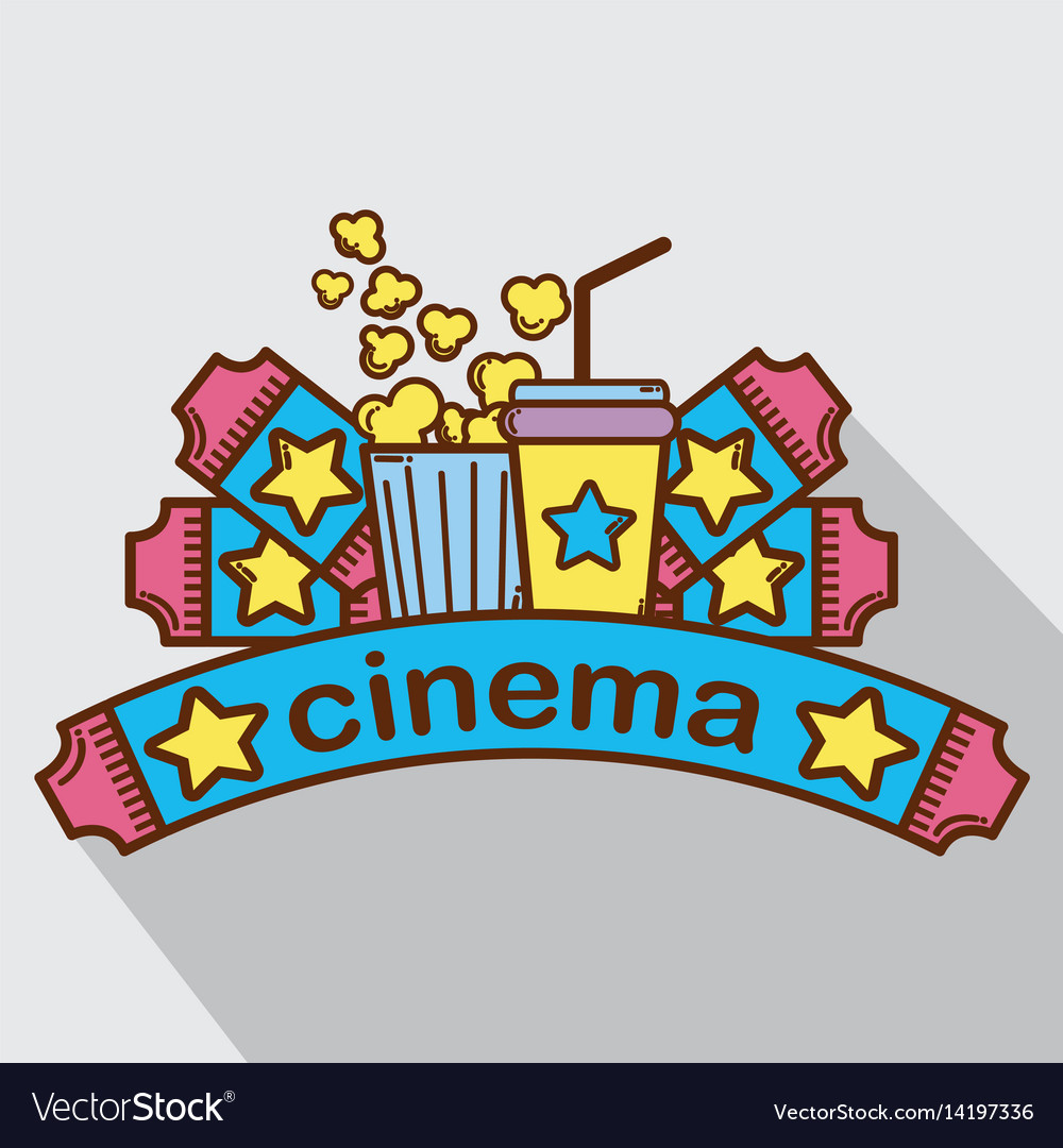 Cinema with popcorn soda and tickets