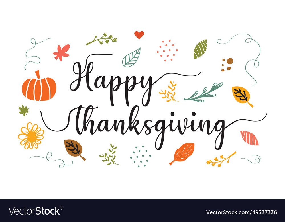 Colorful happy thanksgiving card on white Vector Image