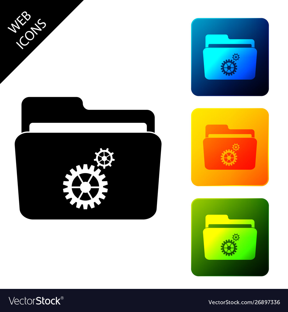 Folder settings with gears icon isolated concept vector image Folder settings with gears icon isolated concept