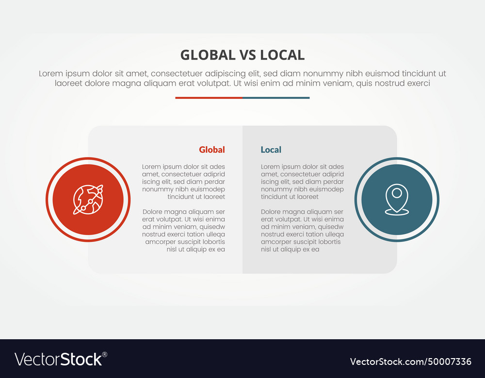 Global vs local versus comparison opposite vector image Global vs local versus comparison opposite