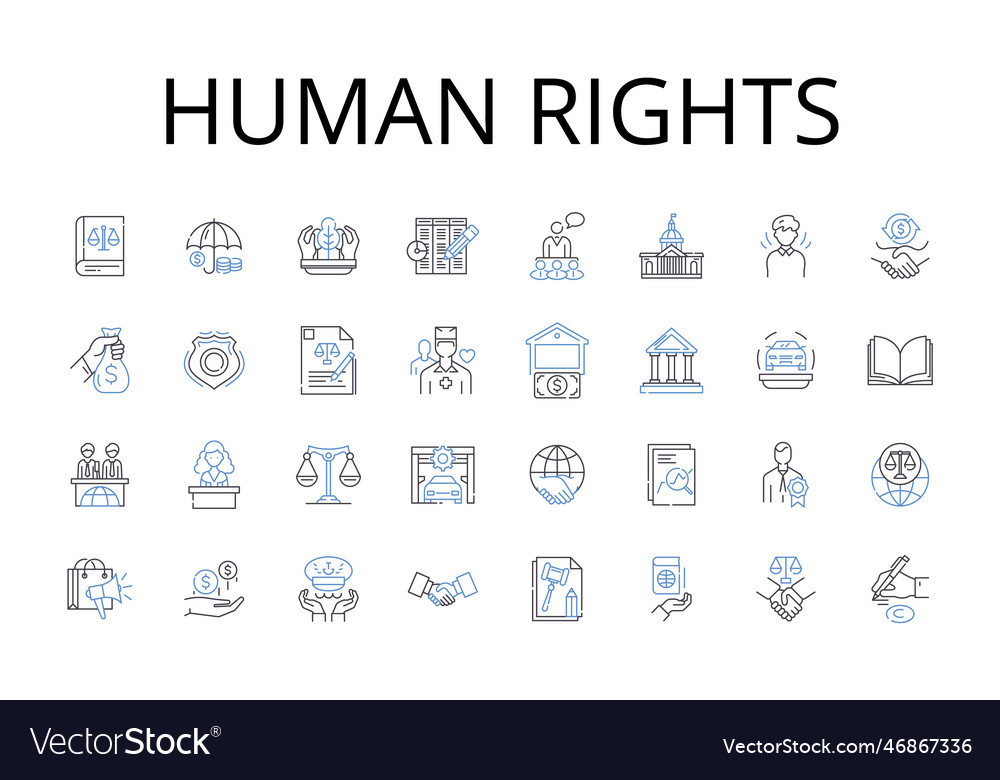 Human Rights Line Icons Collection Freedoms Vector Image