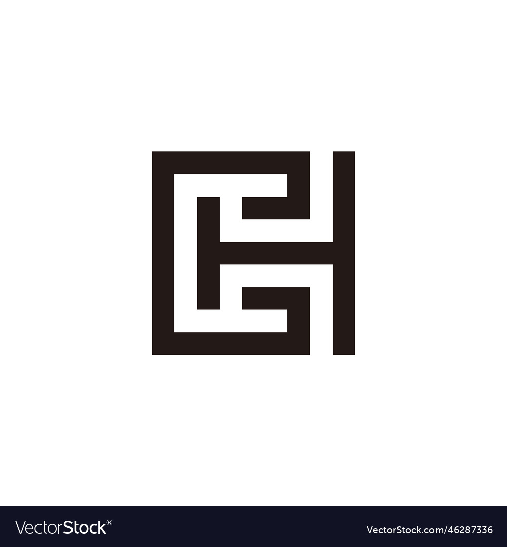 Letter c and h square outlines geometric symbol Vector Image