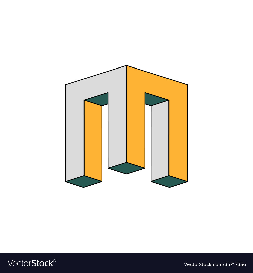 Buchstaben m nn Logo mit 3d isometrischer Wirkung