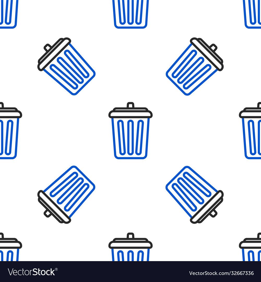 Line trash can icon isolated seamless pattern