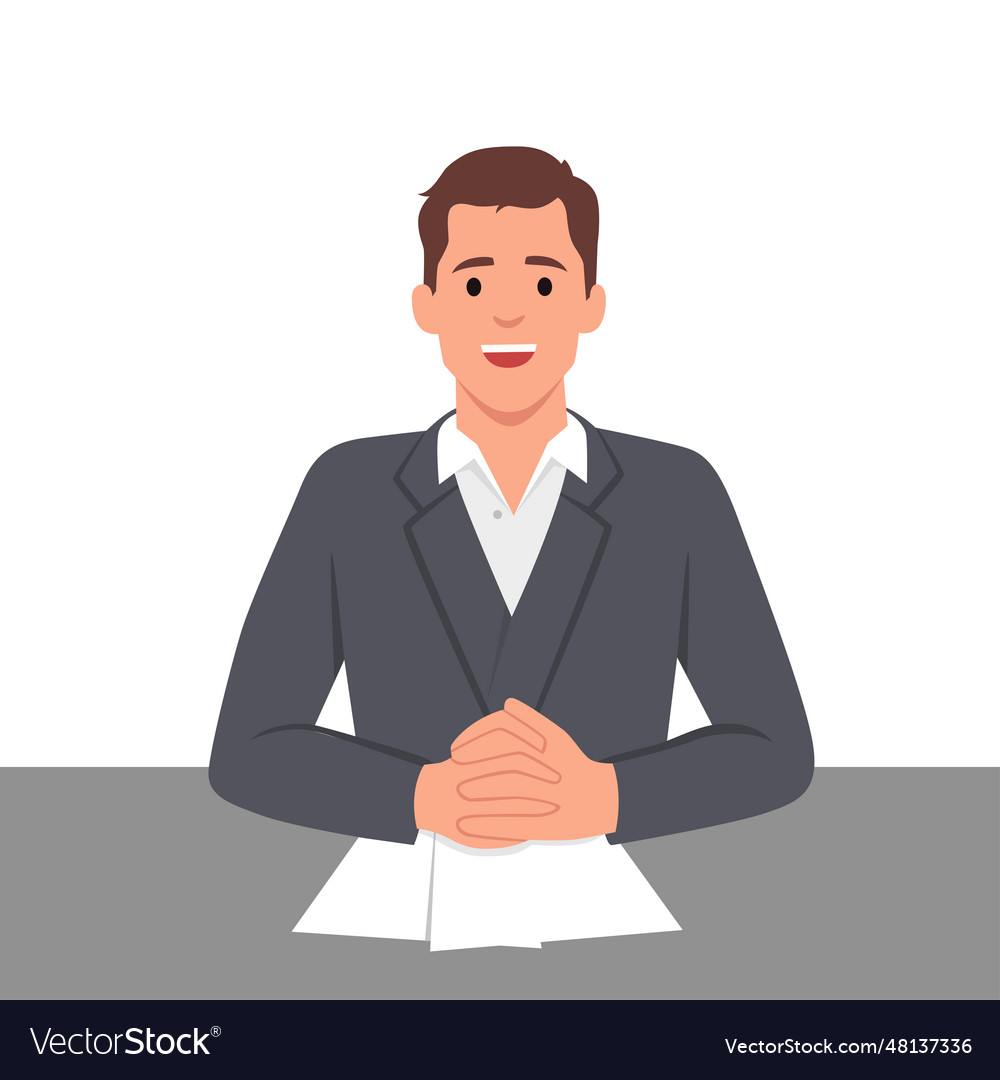 Man applicant or candidate during job interview vector image Man applicant or candidate during job interview