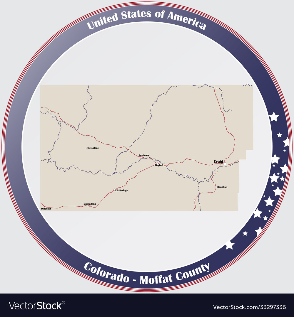 Map moffat county in colorado Royalty Free Vector Image