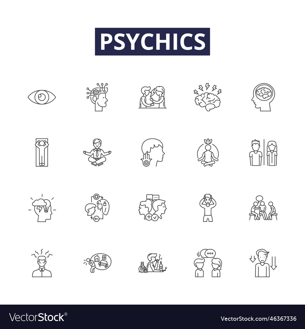 Psychics line icons and signs clairvoyants Vector Image