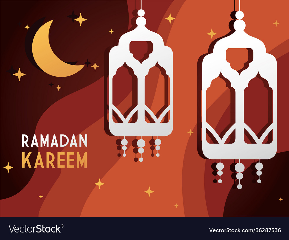 Ramadan kareem decorative paper lantern and moon