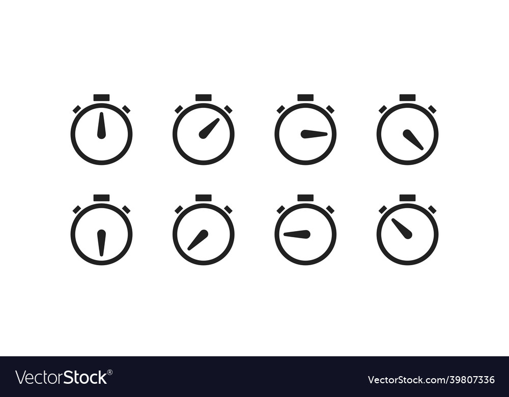 Stopwatch line icon set timer second isolated vector image Stopwatch line icon set timer second isolated