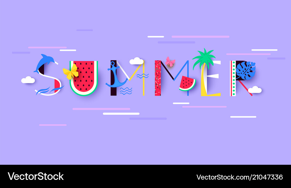 Summer background with signs and symbols Vector Image