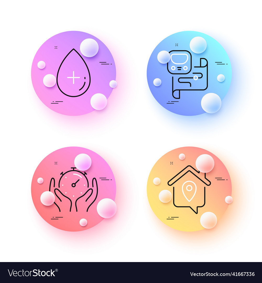 Timer work home and metro map minimal line icons Vector Image Timer work home and metro map minimal line icons