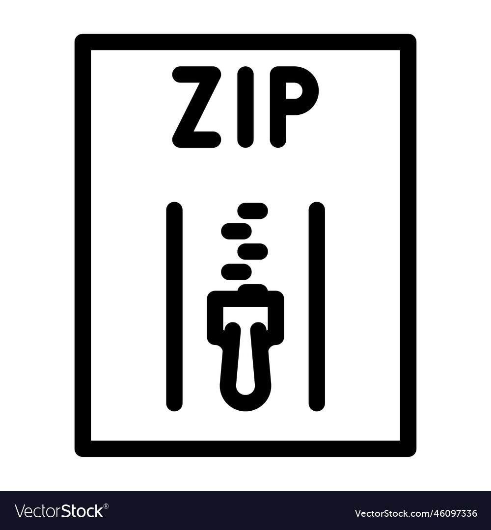 Zip file format document line icon vector image Zip file format document line icon