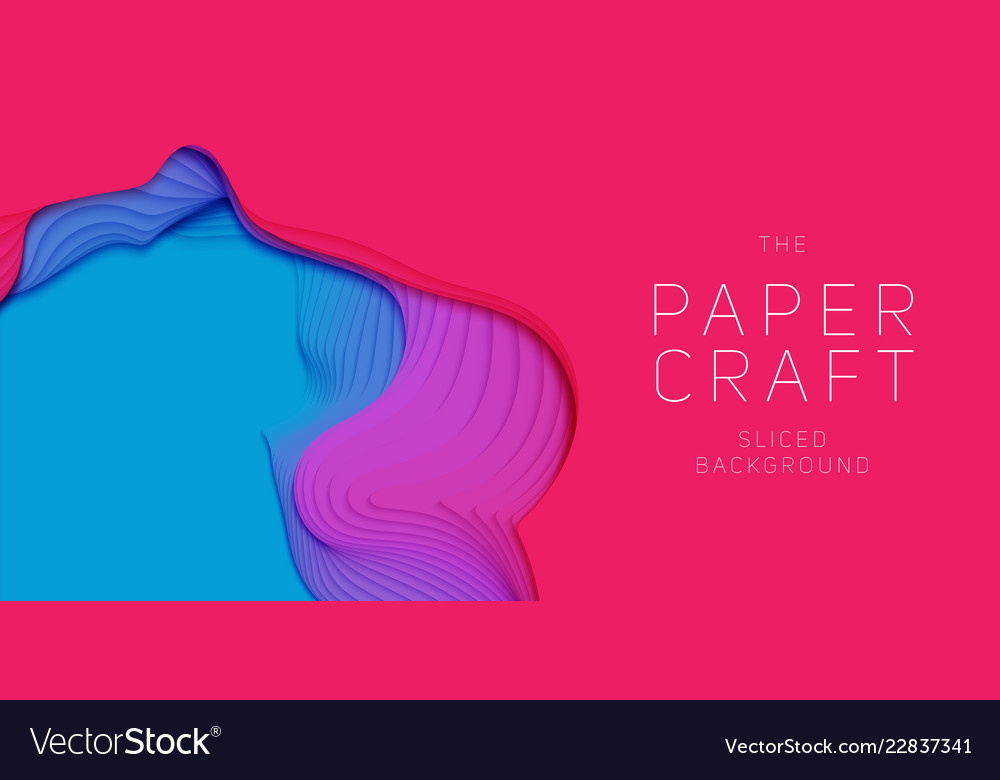 3d abstract background with paper cut neon
