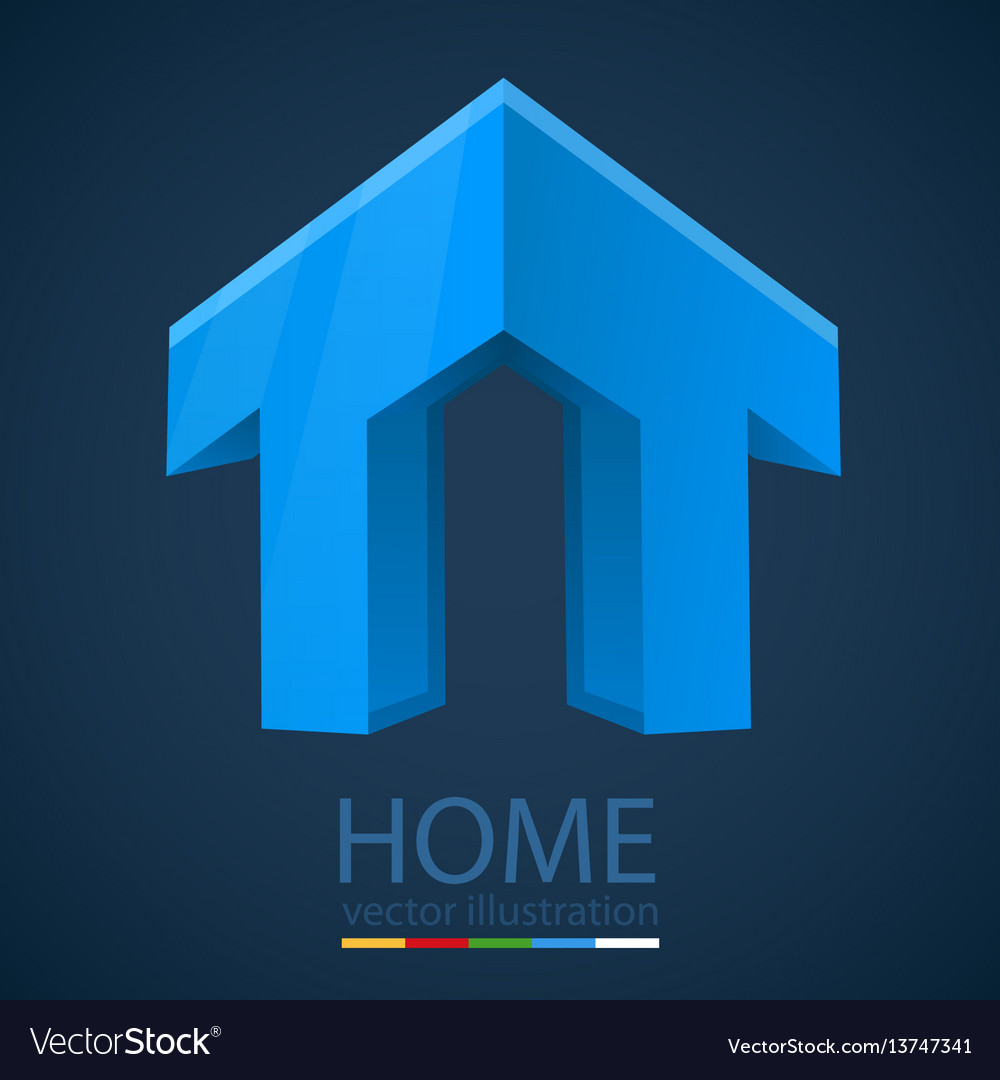 Abstract 3d graphics with home shape