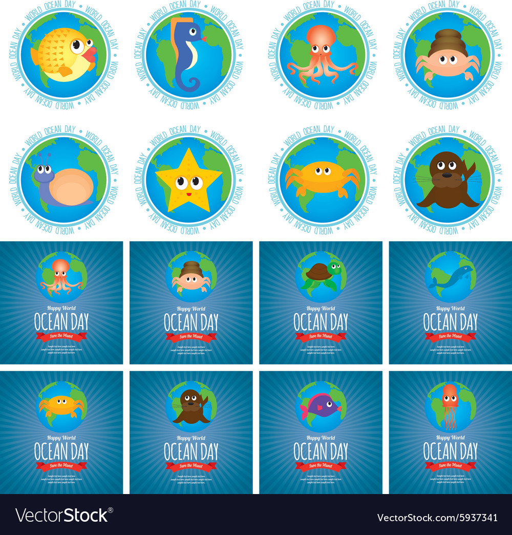 Abstract set world ocean day designs with some