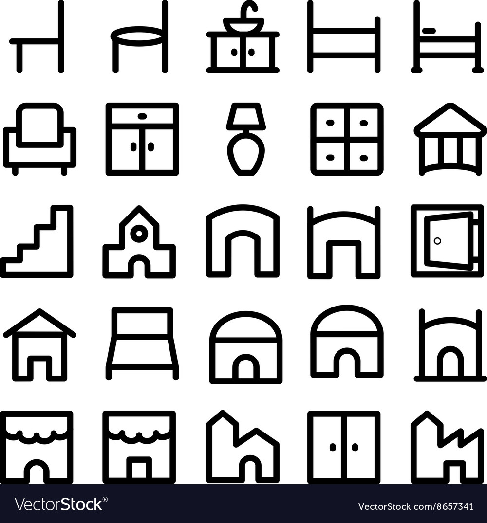 Buildings and furniture icons 11