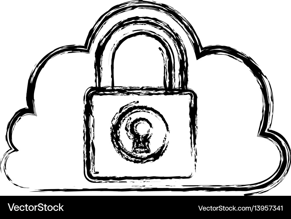 Cloud padlock security Royalty Free Vector Image