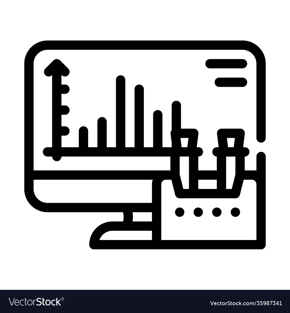 Computer analysis vaccine line icon Vector Image Computer analysis vaccine line icon