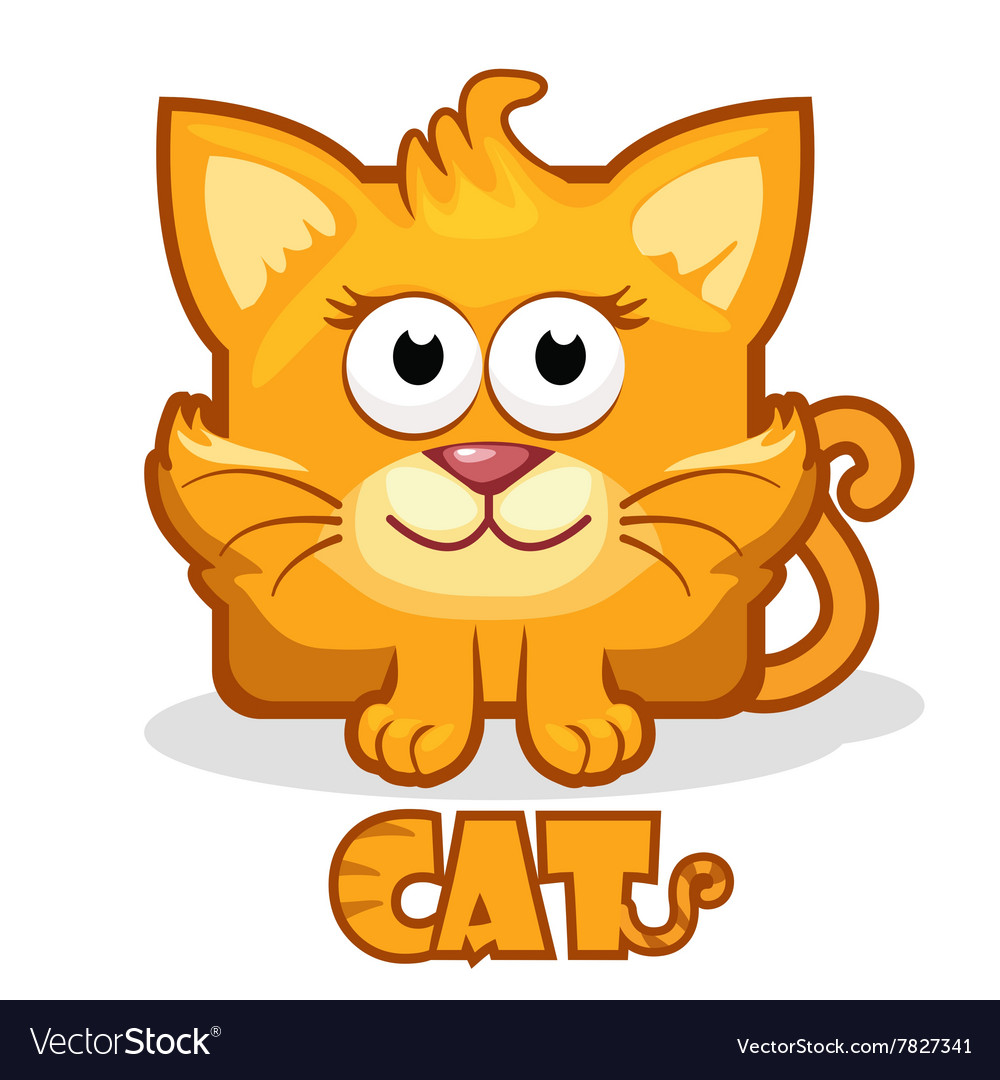 Cute cartoon square cat Royalty Free Vector Image