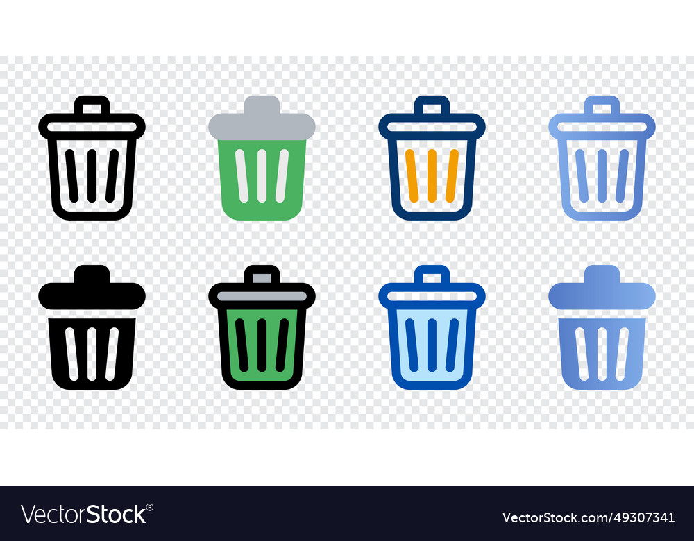 Delete icons in different style vector image Delete icons in different style