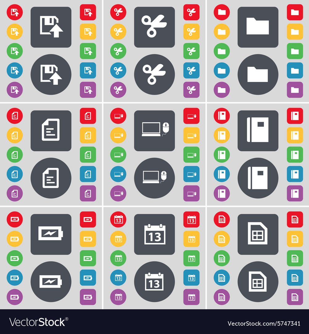 Floppy scissors folder text file laptop notebook